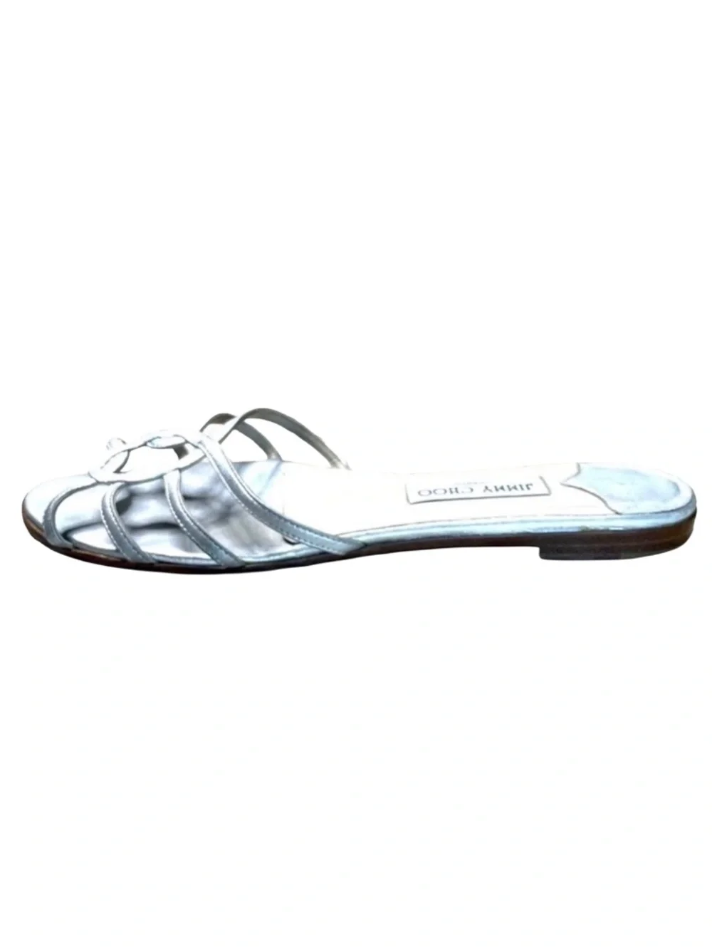 Jimmy Choo Rocco Silver Metallic Flat Slide Sandals EU 41 - Picture 2 of 10